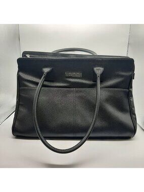 Mary Kay Black Faux Leather Tote Bag Floral Interior Travel purse